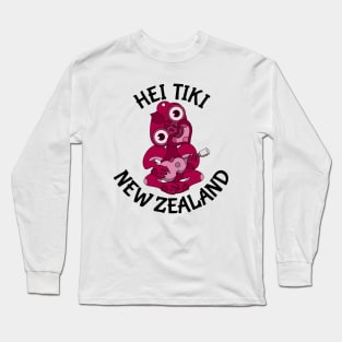 Pink Hei Tiki with ukulele Long Sleeve T-Shirt